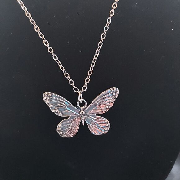 SILVER LAYERED BUTTERFLY NECKLACE  - Picture 9 of 11